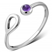 Amethyst Silver Open Ring, r573